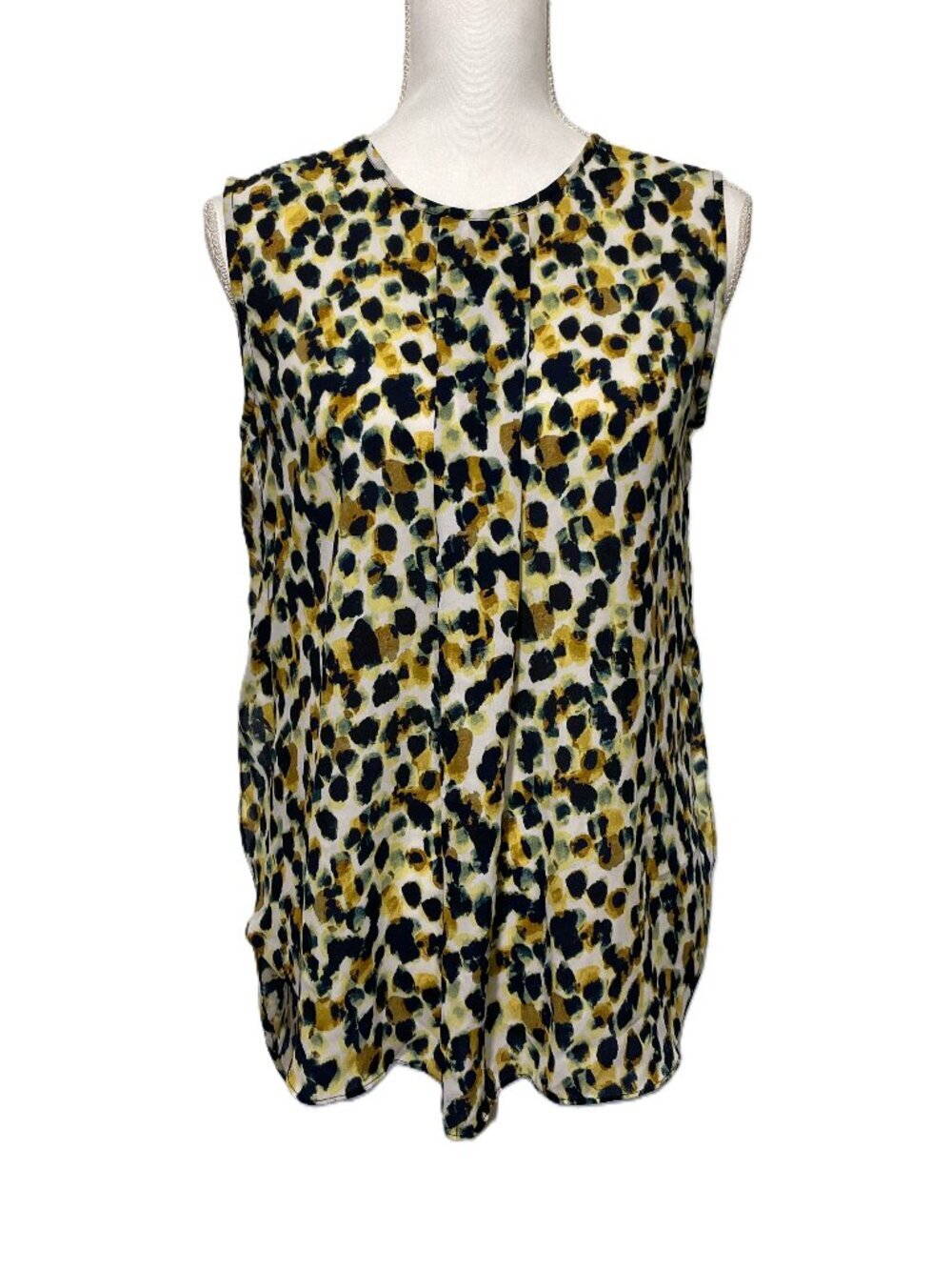 Joan Vass Sleeveless High Low Yellow Black Leopard Print, Size S